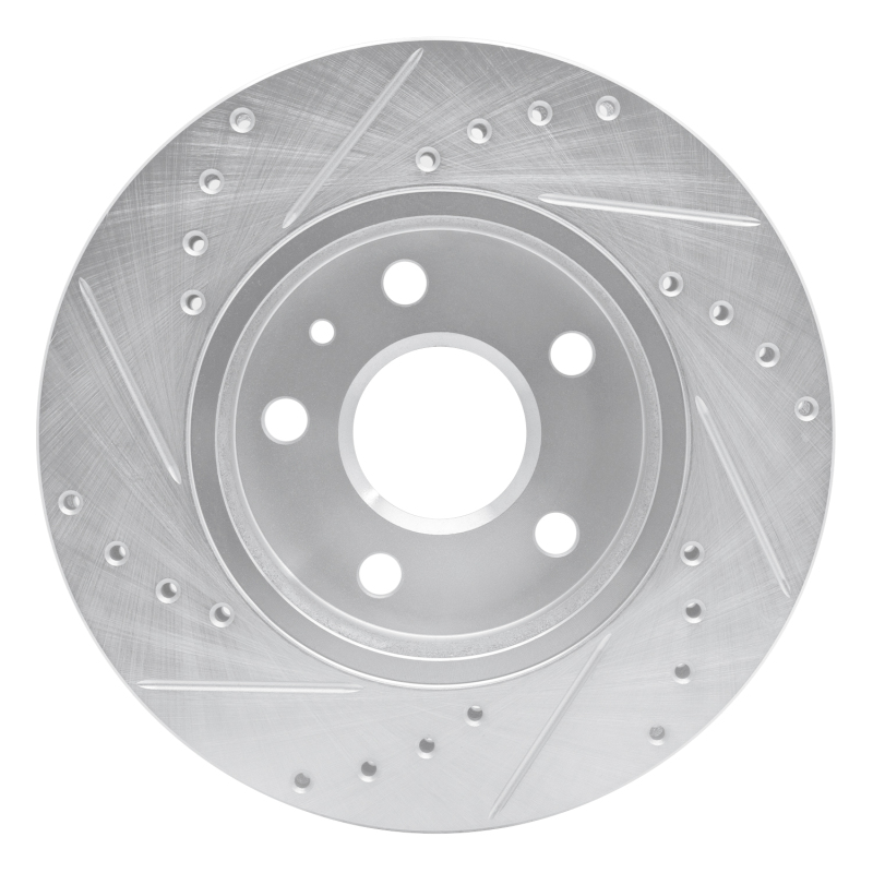 Buick LaCrosse Brake Rotor (1) - Front Right - R1 Concepts - Drilled & Slotted - Silver - `11-`16
